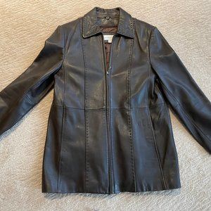 Liz Claiborne women's brown leather car coat